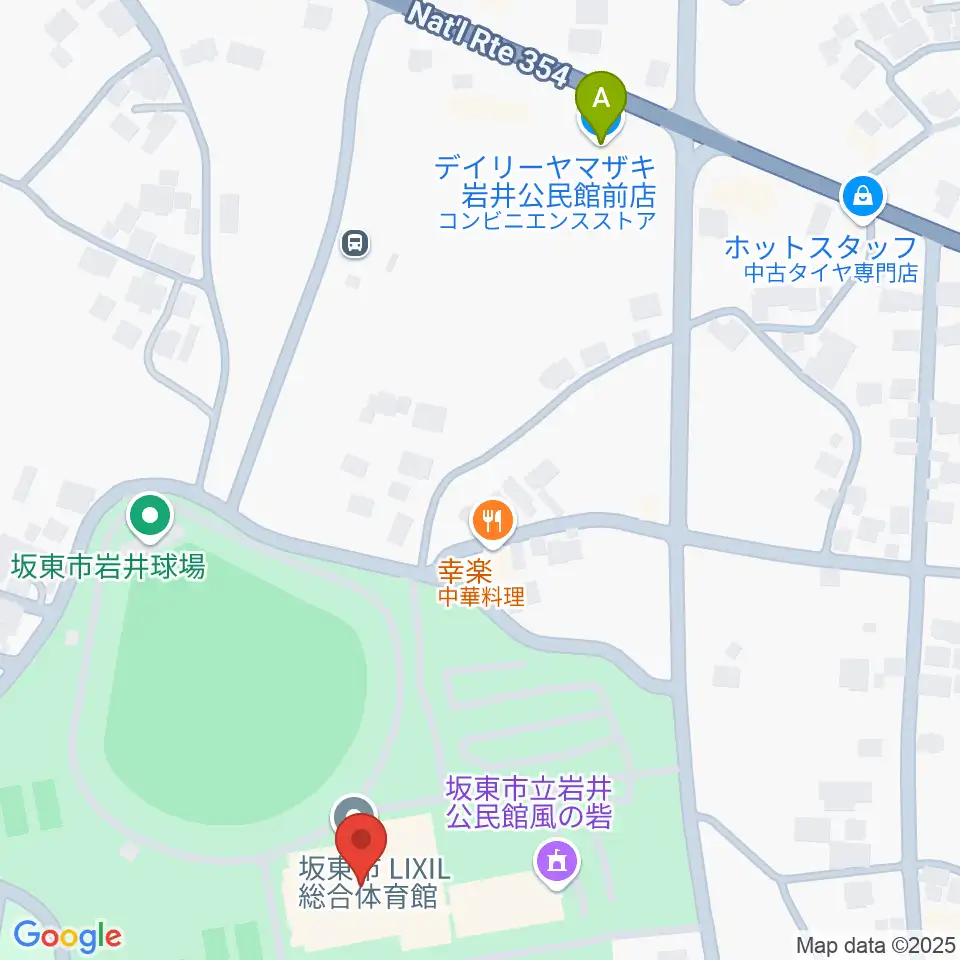 坂東市LIXIL総合体育館周辺のコンビニエンスストア一覧地図