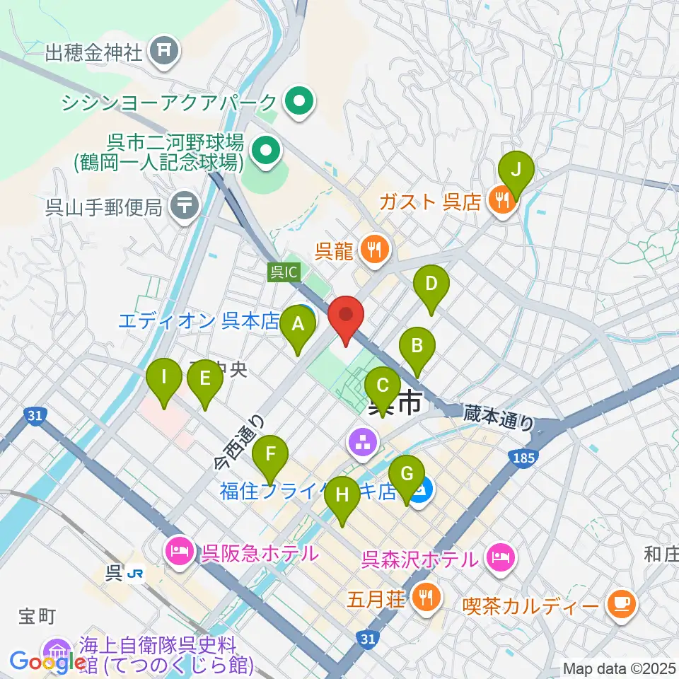 IHIアリーナ呉周辺のコンビニエンスストア一覧地図