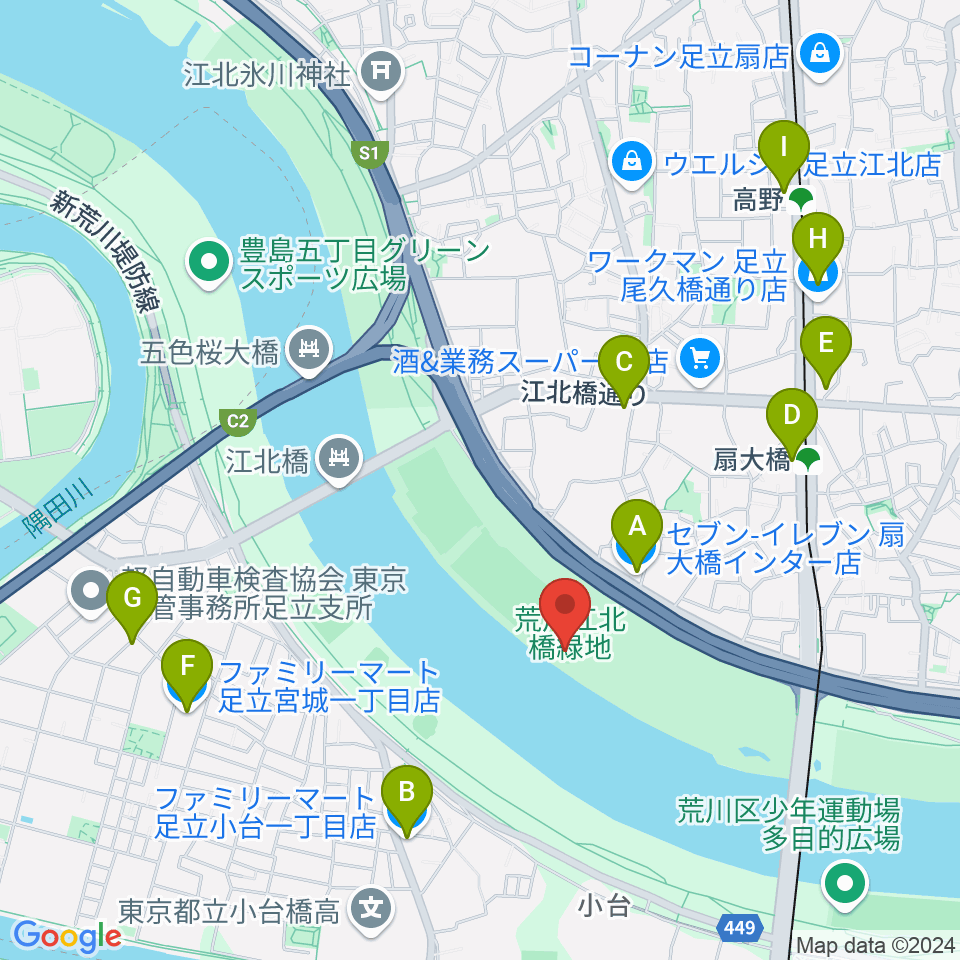 扇野球場周辺のコンビニエンスストア一覧地図