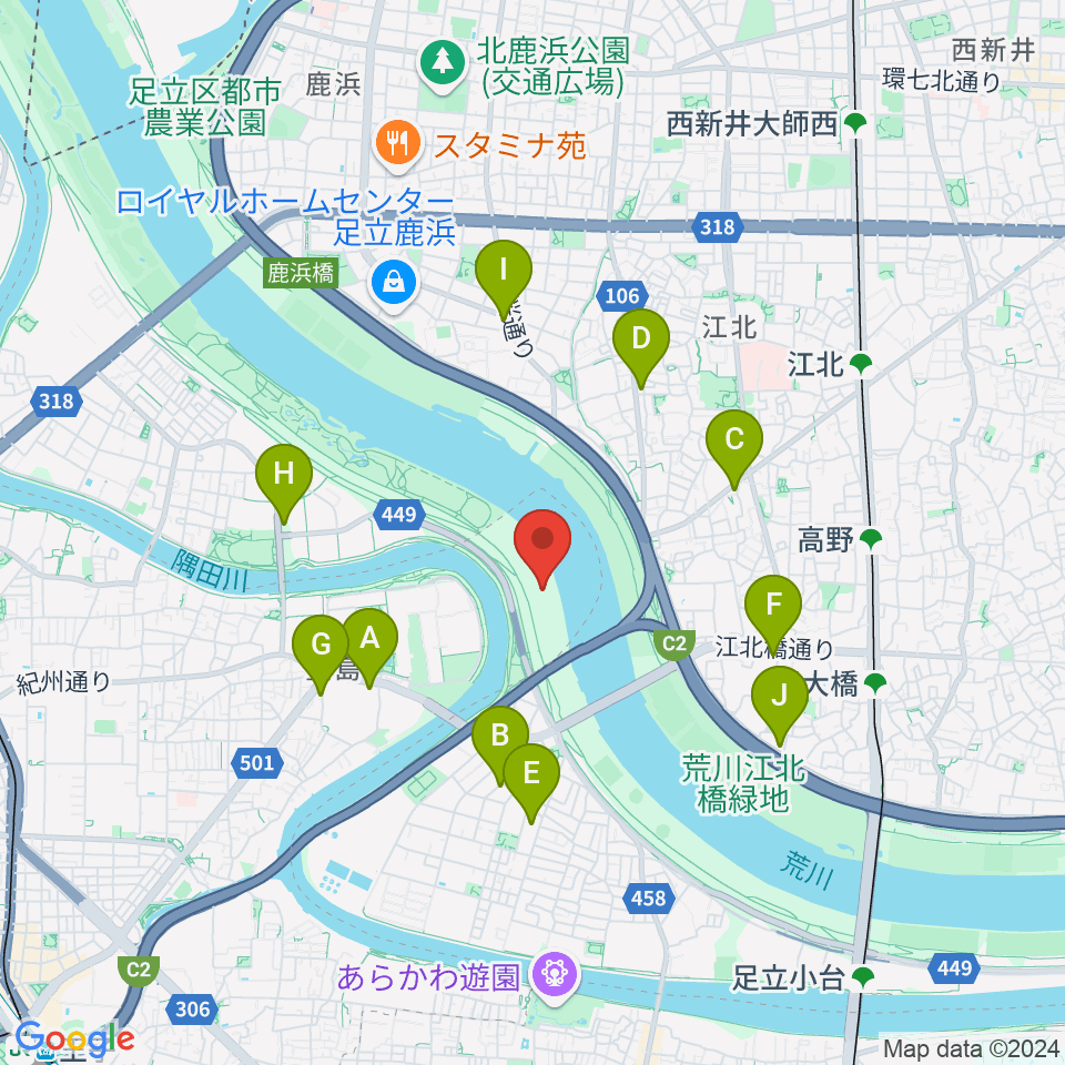 豊島五丁目グリーンスポーツ広場陸上競技場周辺のコンビニエンスストア一覧地図