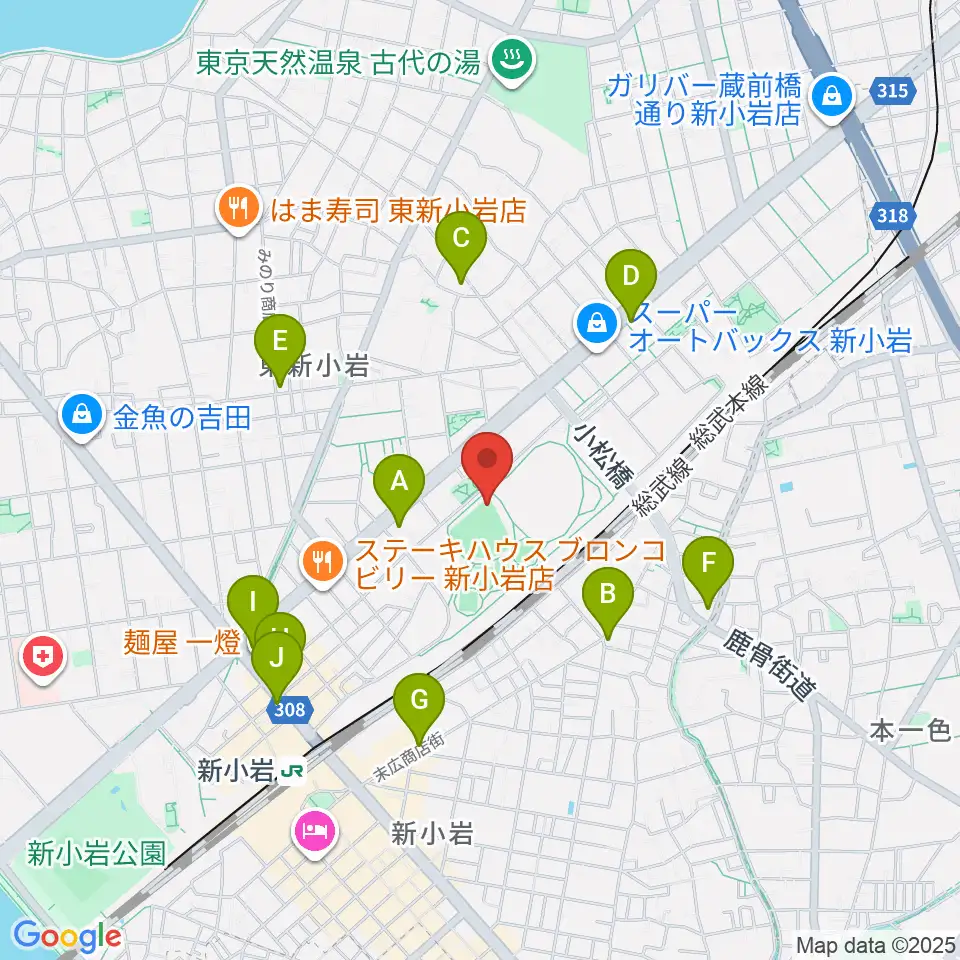 東新小岩運動場 野球場周辺のコンビニエンスストア一覧地図