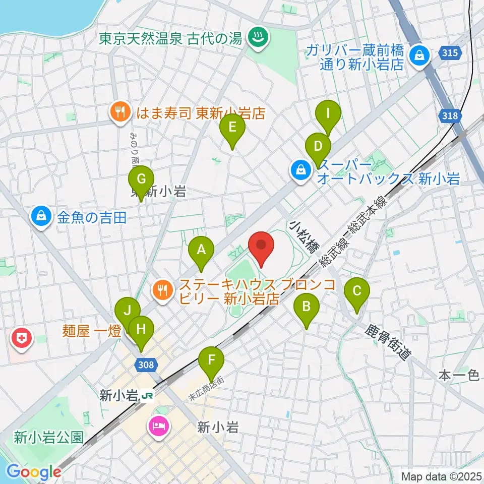 東新小岩運動場 陸上競技場周辺のコンビニエンスストア一覧地図