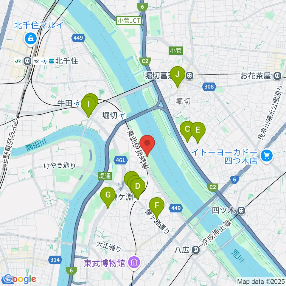 鐘淵野球場周辺のコンビニエンスストア一覧地図