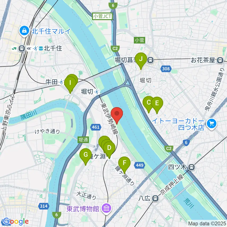 鐘淵野球場周辺のコンビニエンスストア一覧地図