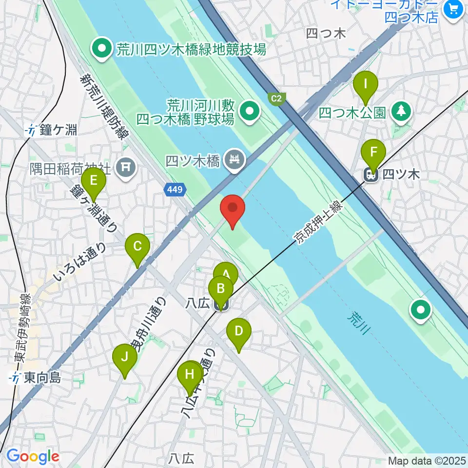 八広野球場周辺のコンビニエンスストア一覧地図