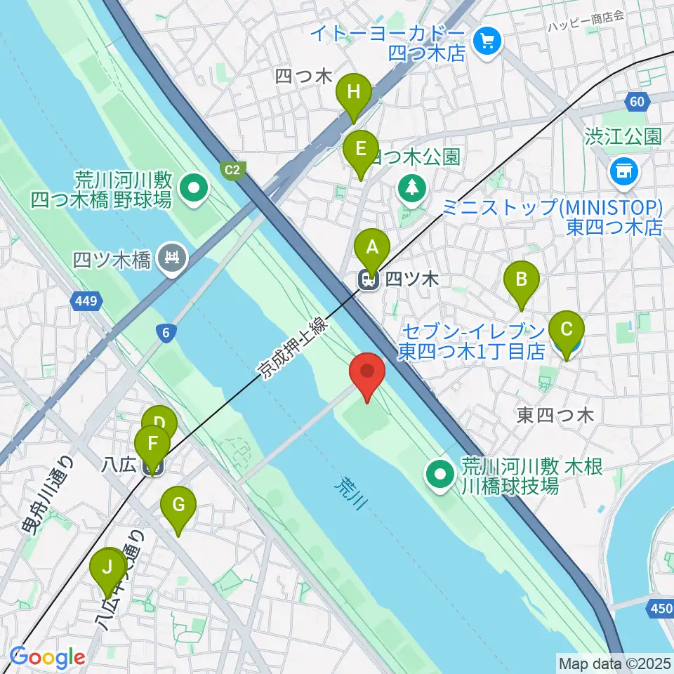 木根川橋野球場周辺のコンビニエンスストア一覧地図