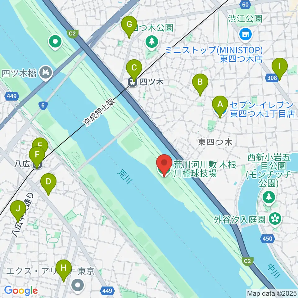 木根川橋球技場周辺のコンビニエンスストア一覧地図