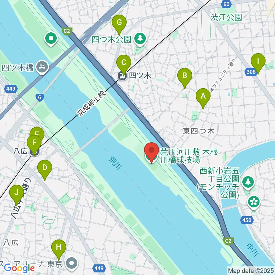 木根川橋球技場周辺のコンビニエンスストア一覧地図
