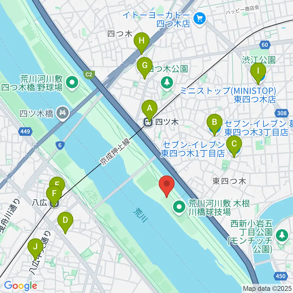木根川橋少年野球場周辺のコンビニエンスストア一覧地図