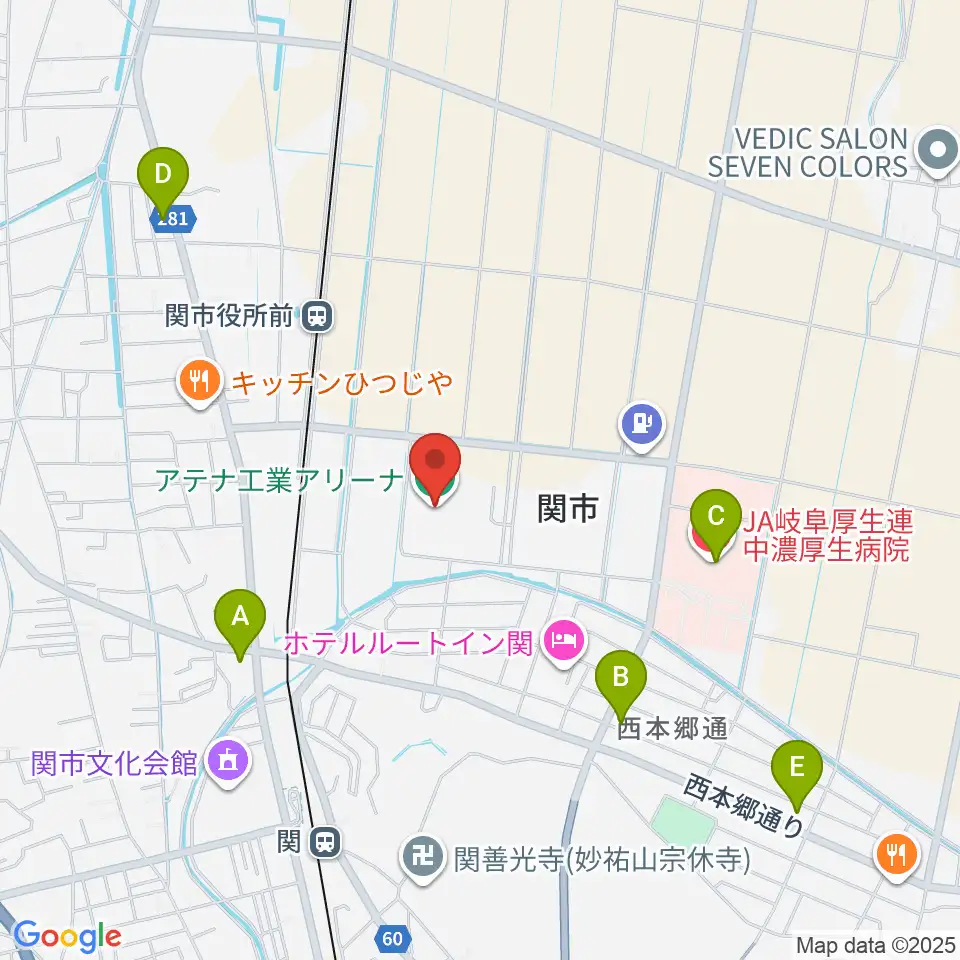 アテナ工業アリーナ周辺のコンビニエンスストア一覧地図