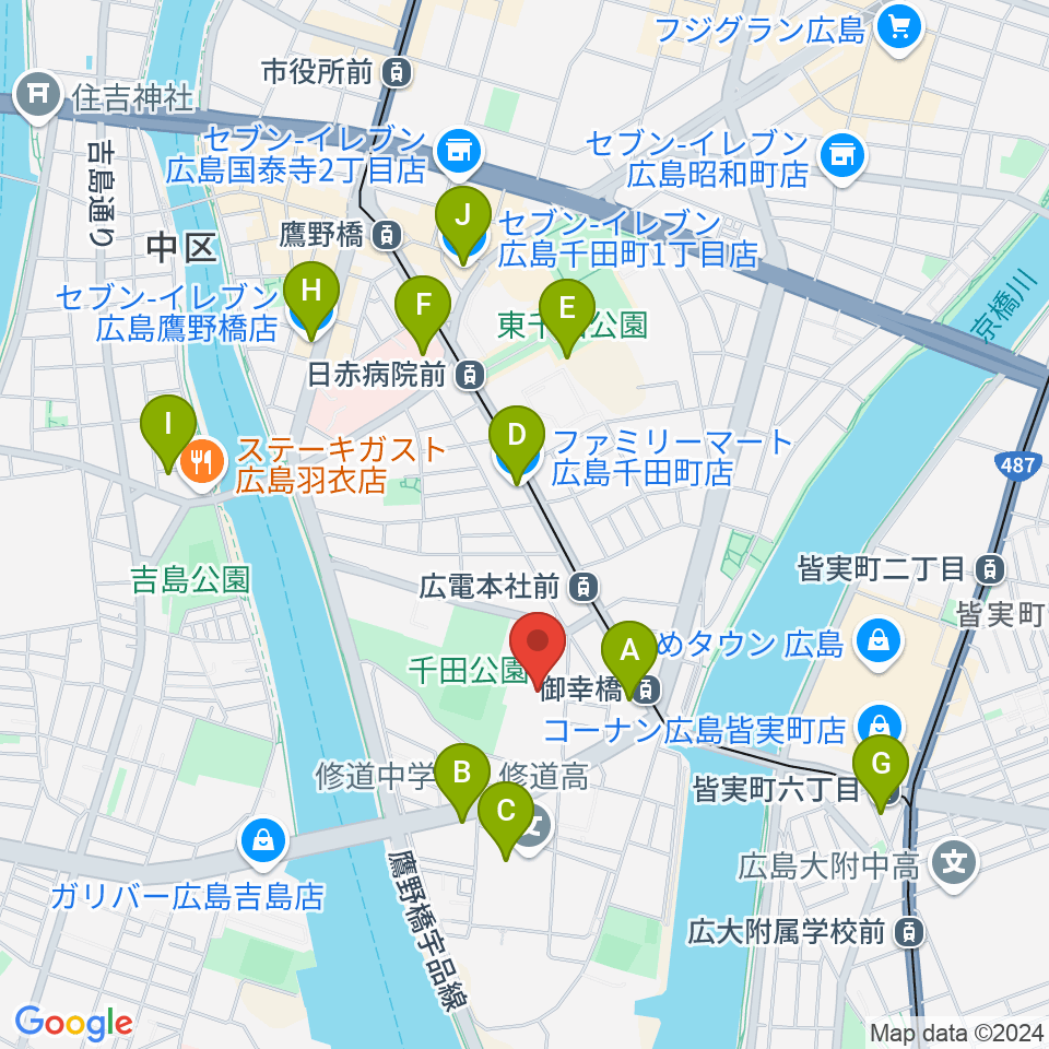 コジマホールディングス中区スポーツセンター周辺のコンビニエンスストア一覧地図