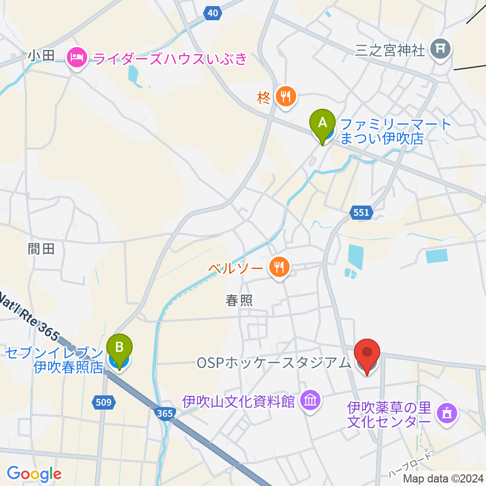 OSPホッケースタジアム周辺のコンビニエンスストア一覧地図