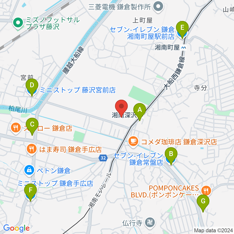 みんなの鳩サブレースタジアム周辺のコンビニエンスストア一覧地図