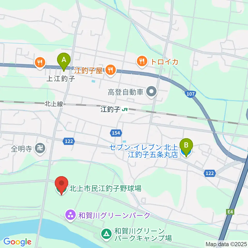 きたかみしんきんボールパーク周辺のコンビニエンスストア一覧地図