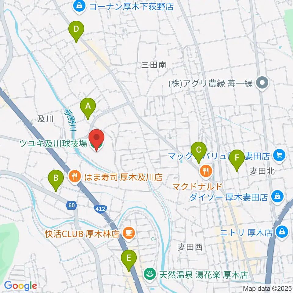 ツユキ及川球技場周辺のコンビニエンスストア一覧地図