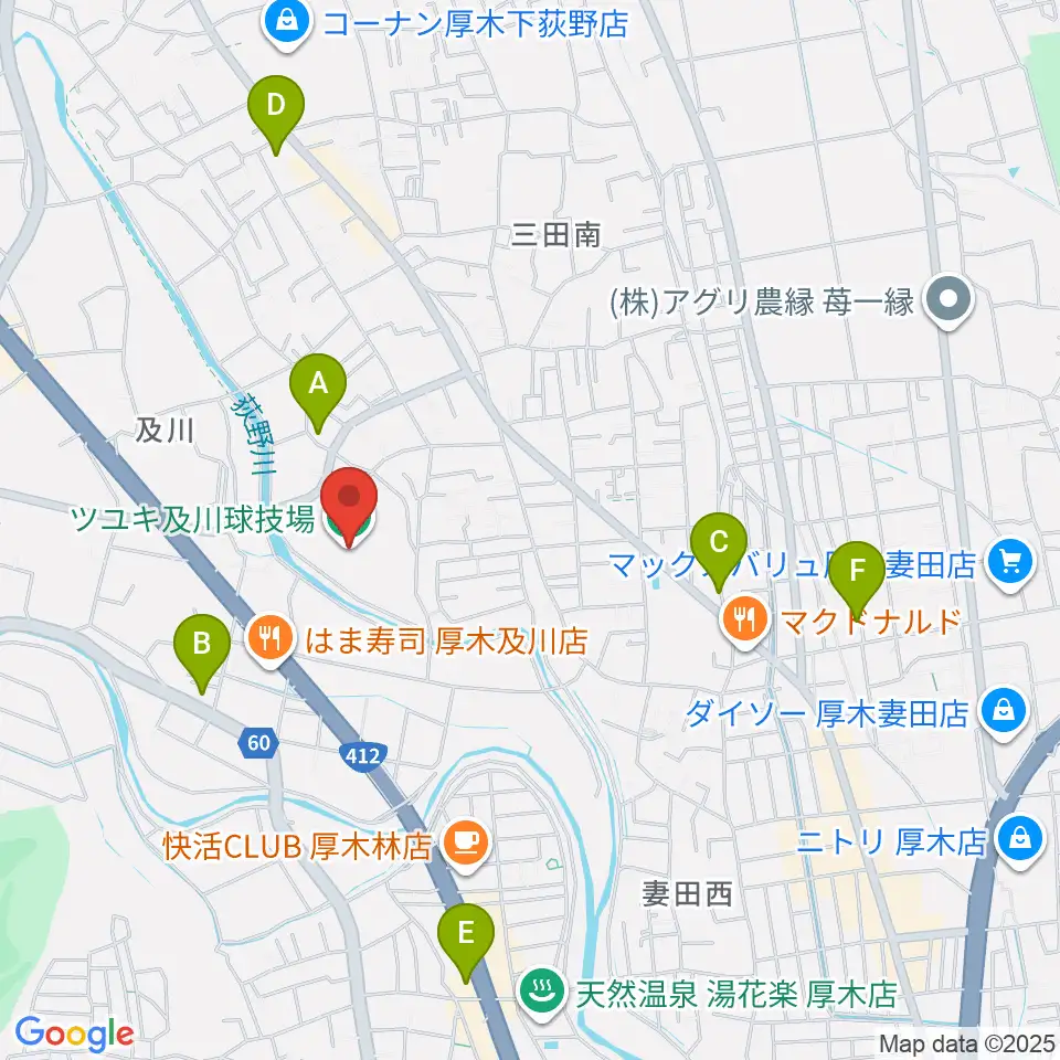 ツユキ及川球技場周辺のコンビニエンスストア一覧地図