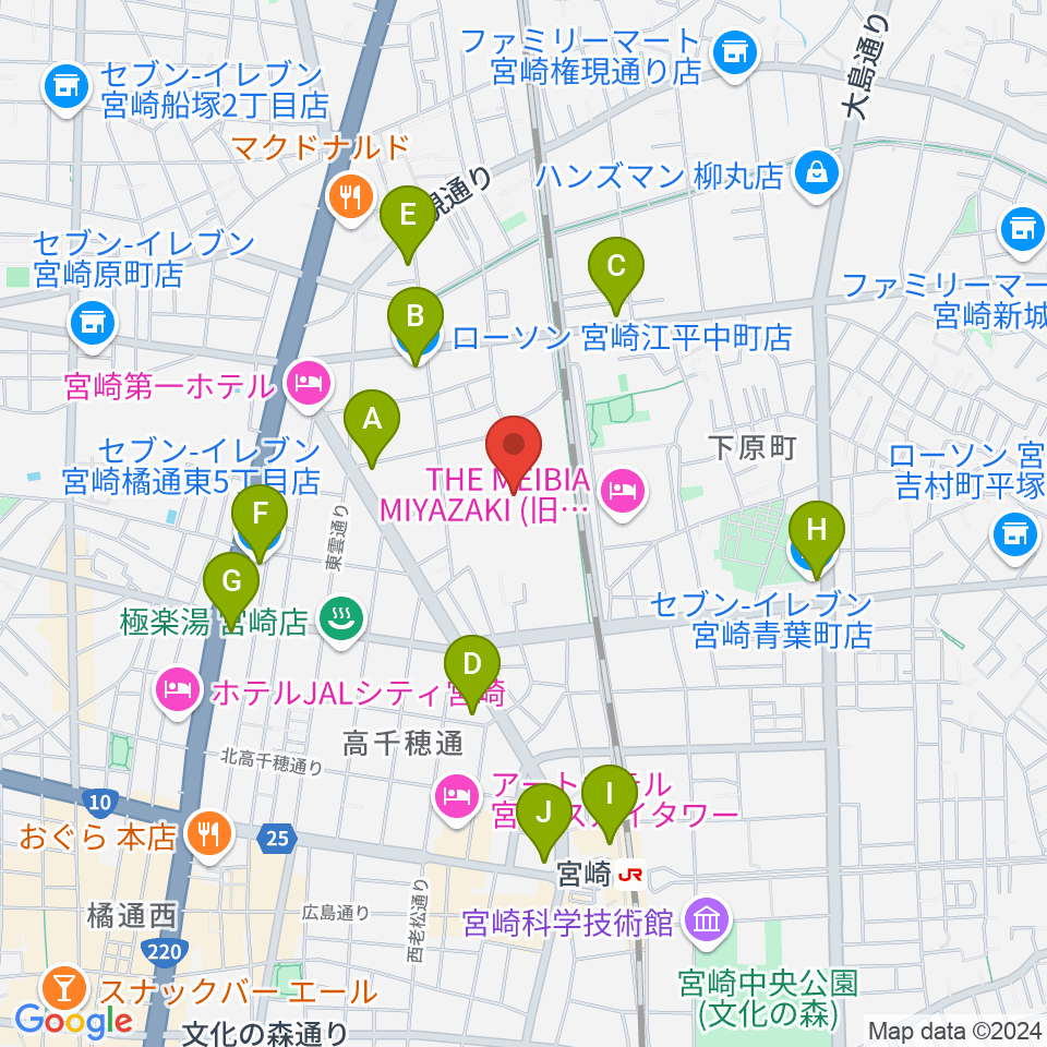 パーソルアクアパーク宮崎周辺のコンビニエンスストア一覧地図