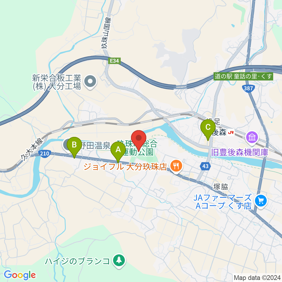 花林かいぞくスタジアム周辺のコンビニエンスストア一覧地図