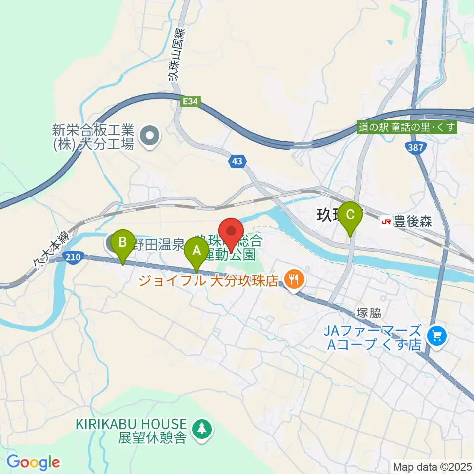 花林かいぞくスタジアム周辺のコンビニエンスストア一覧地図