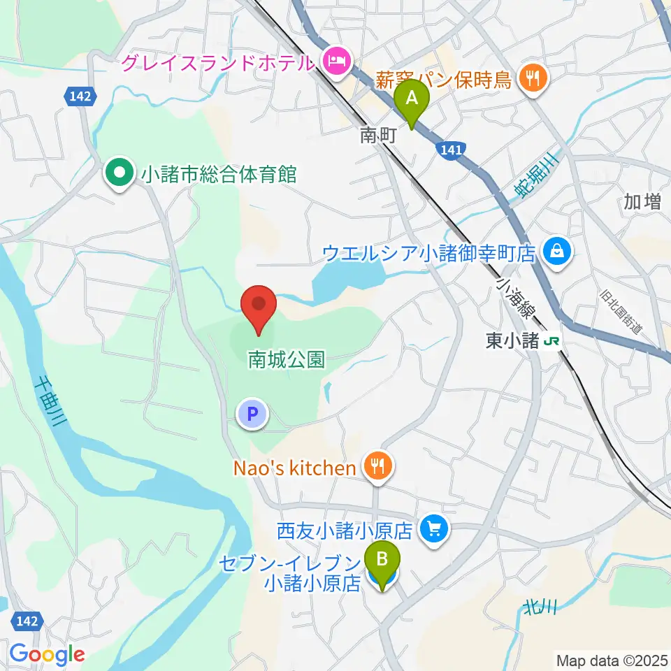 大栄小諸球場周辺のコンビニエンスストア一覧地図
