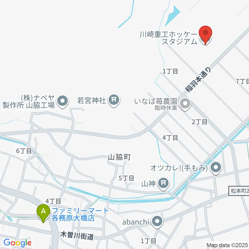 川崎重工ホッケースタジアム周辺のコンビニエンスストア一覧地図