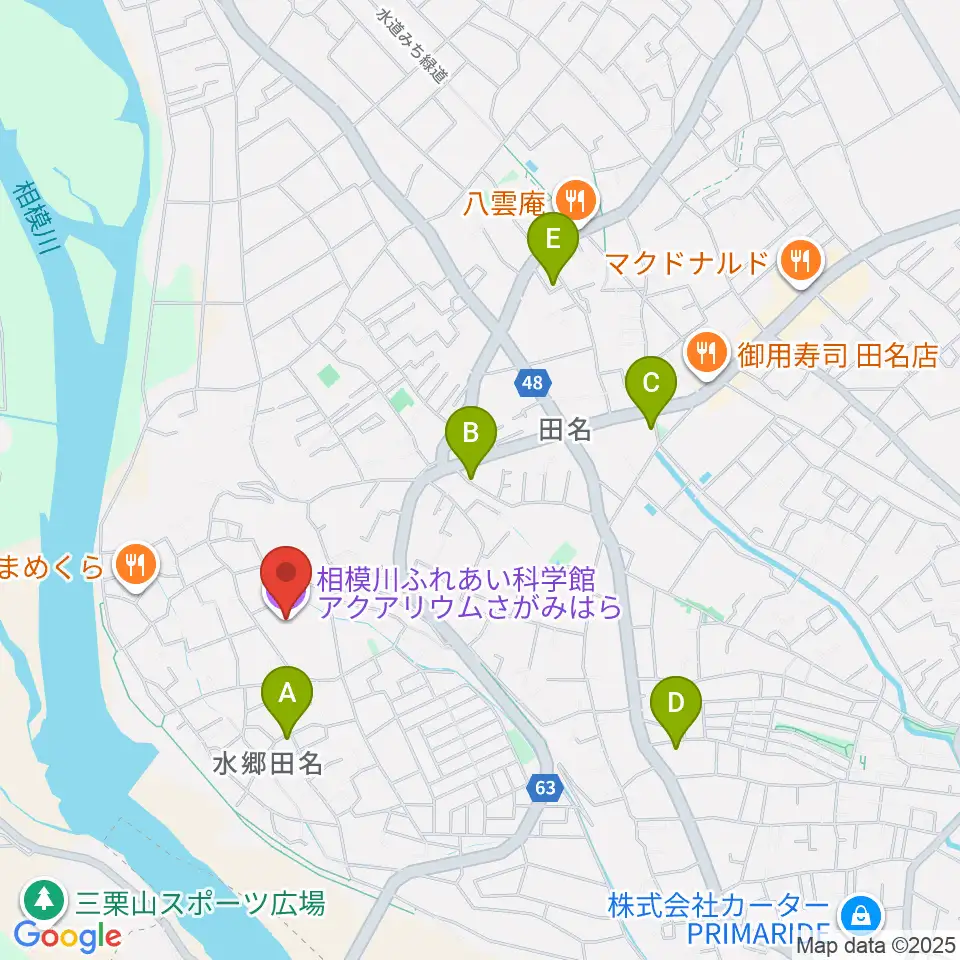 相模川ふれあい科学館 アクアリウムさがみはら周辺のコンビニエンスストア一覧地図