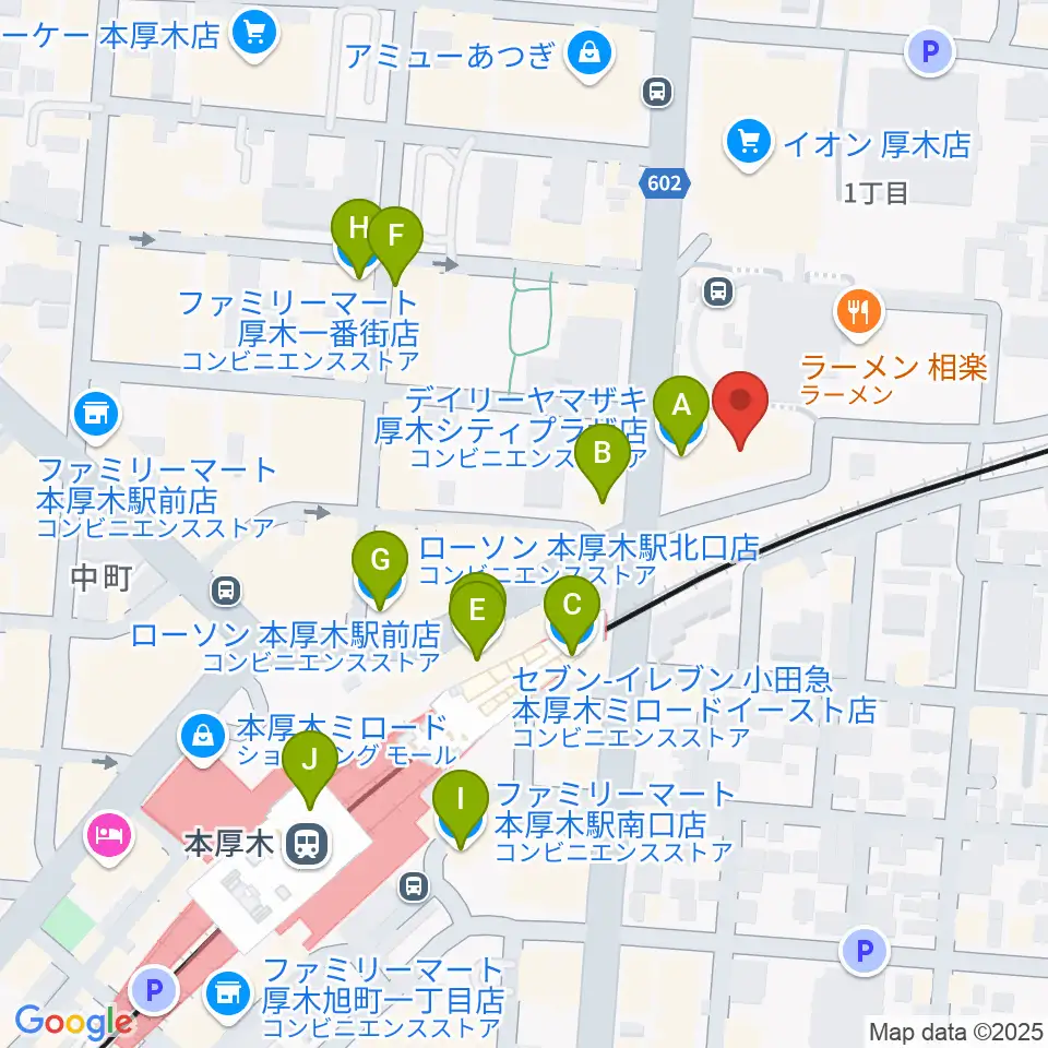 神奈川工科大学厚木市子ども科学館周辺のコンビニエンスストア一覧地図