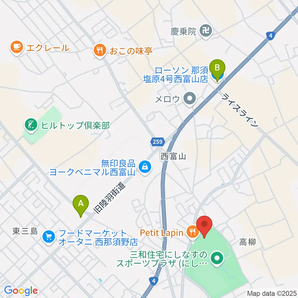 三和住宅にしなすのスポーツプラザ体育館周辺のコンビニエンスストア一覧地図
