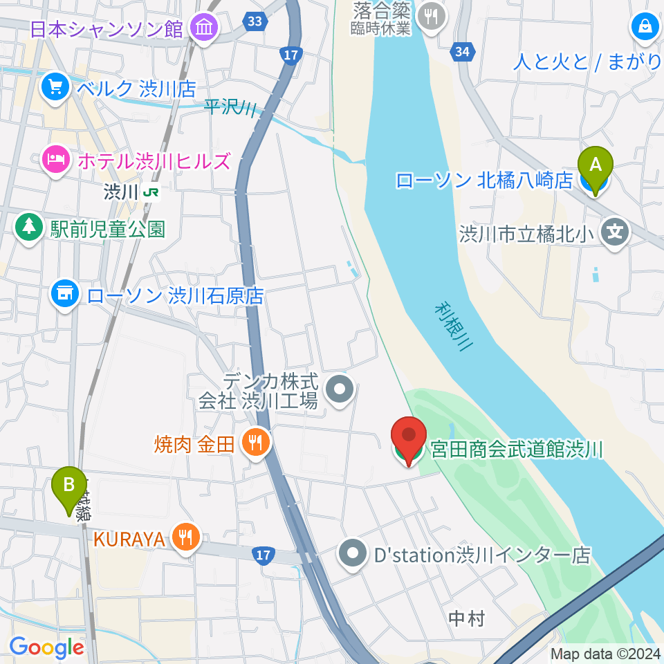 宮田商会武道館渋川周辺のコンビニエンスストア一覧地図