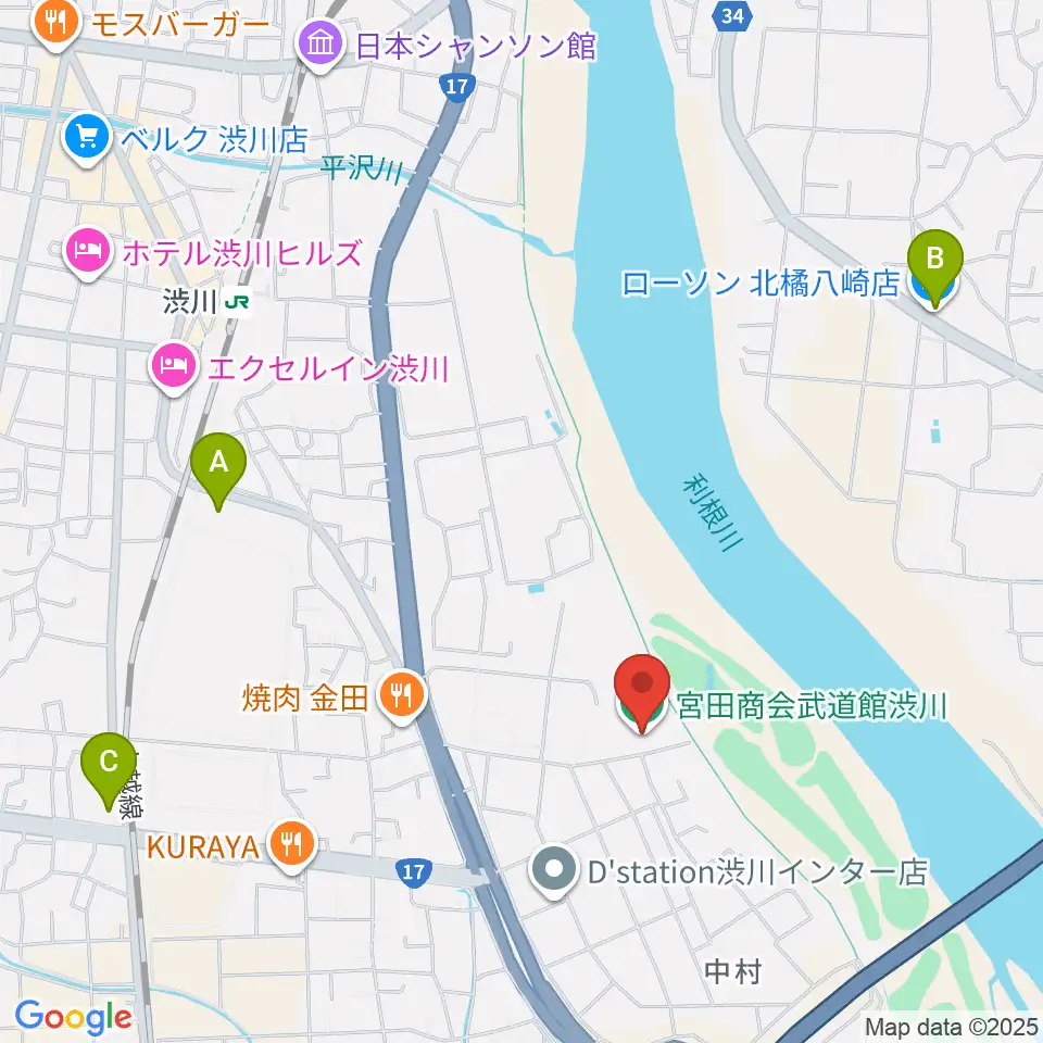 宮田商会武道館渋川周辺のコンビニエンスストア一覧地図