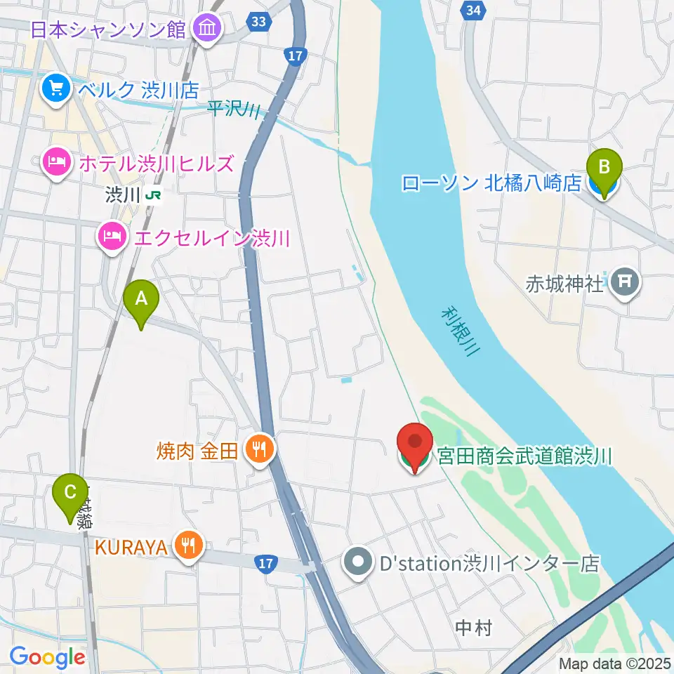 宮田商会武道館渋川周辺のコンビニエンスストア一覧地図