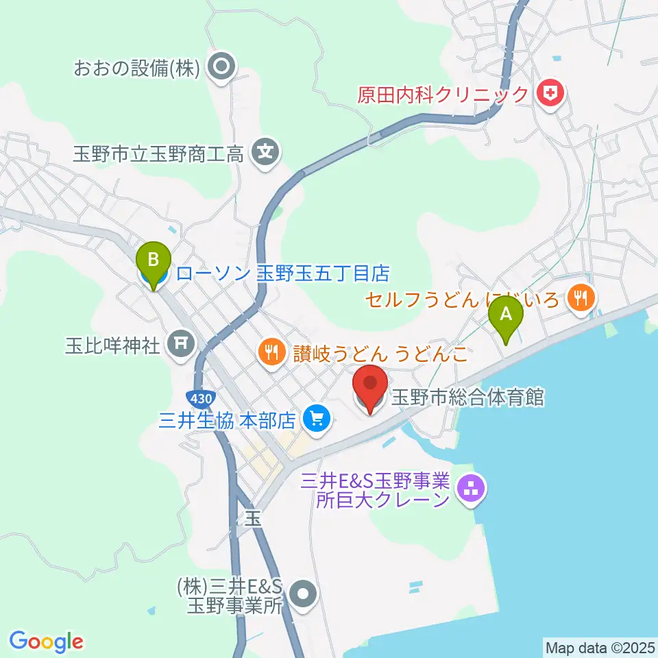 玉野市総合体育館周辺のコンビニエンスストア一覧地図
