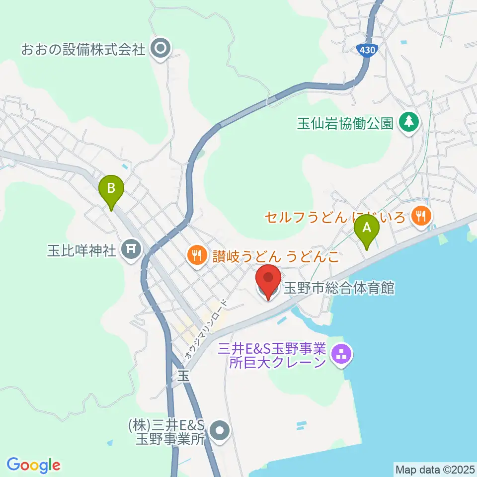 玉野市総合体育館周辺のコンビニエンスストア一覧地図