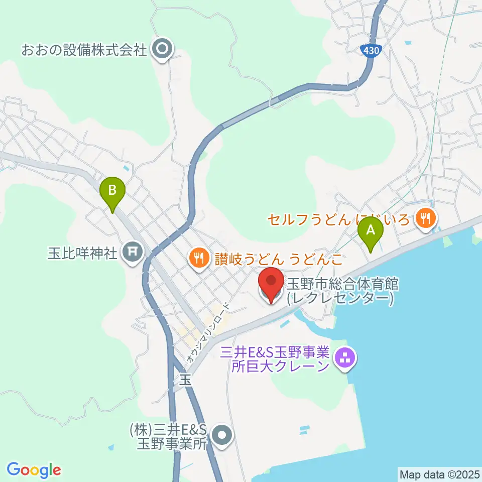 玉野市総合体育館周辺のコンビニエンスストア一覧地図