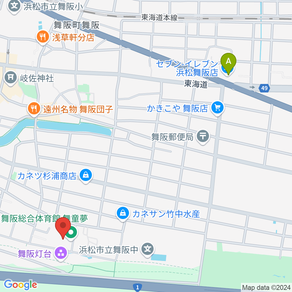 浜松市舞阪総合体育館周辺のコンビニエンスストア一覧地図