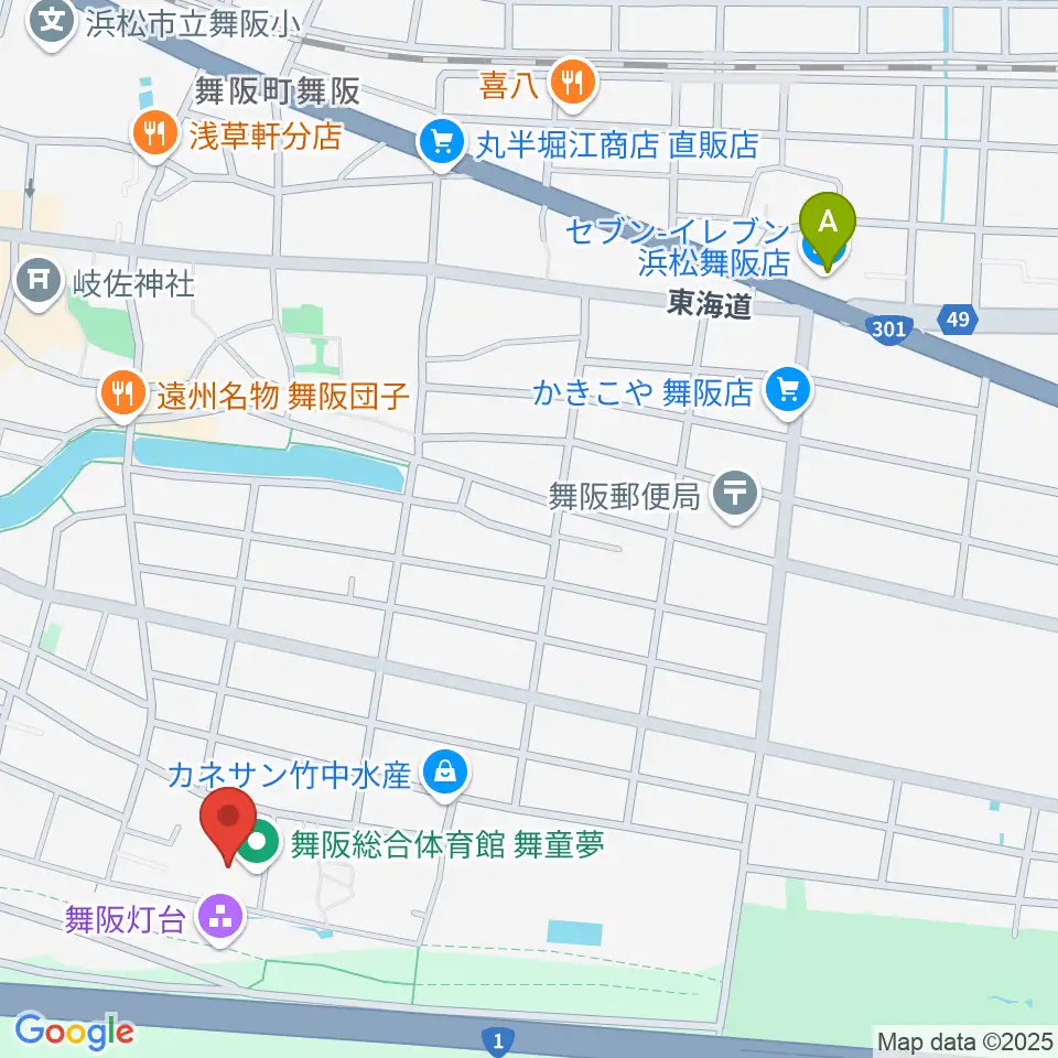 浜松市舞阪総合体育館周辺のコンビニエンスストア一覧地図