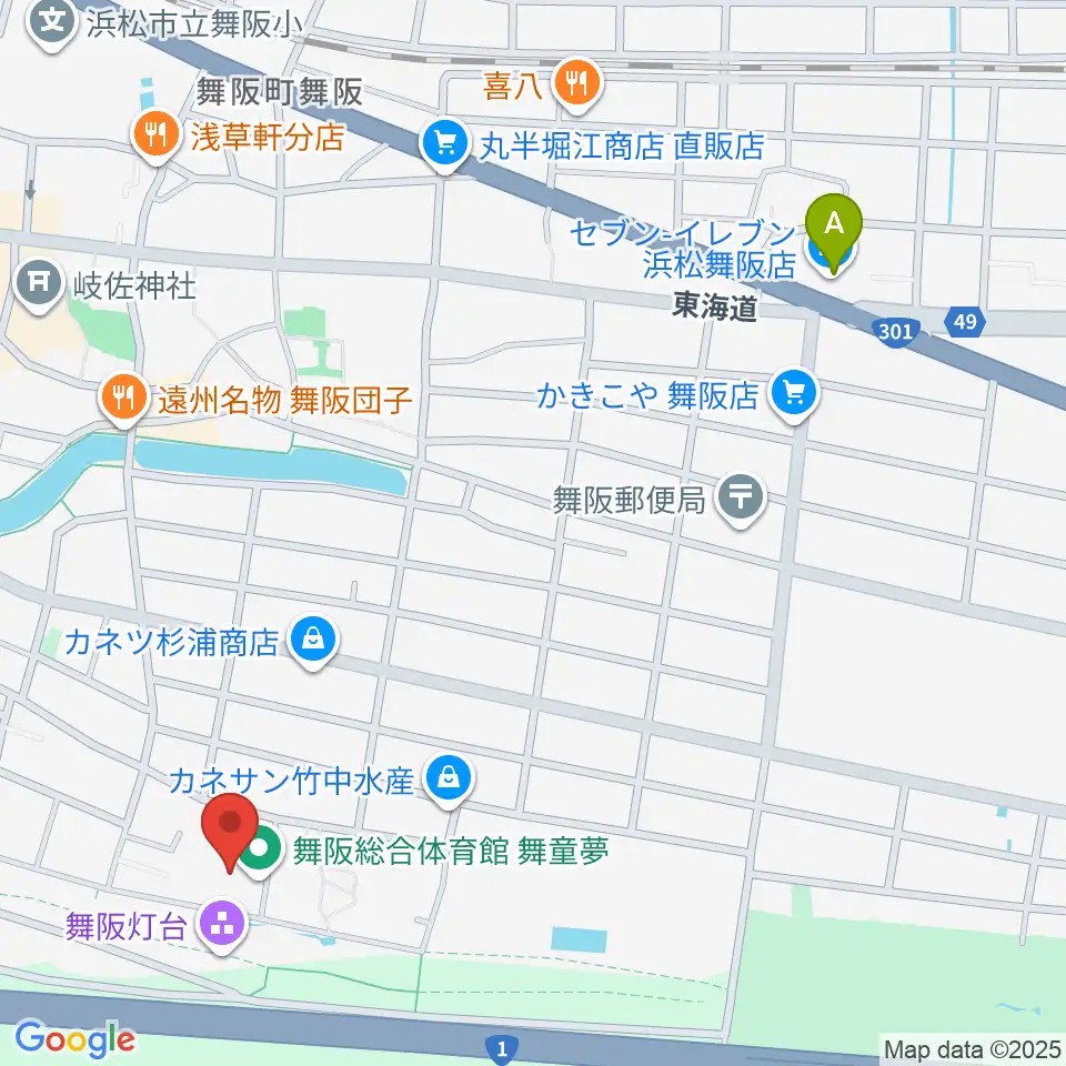 浜松市舞阪総合体育館周辺のコンビニエンスストア一覧地図