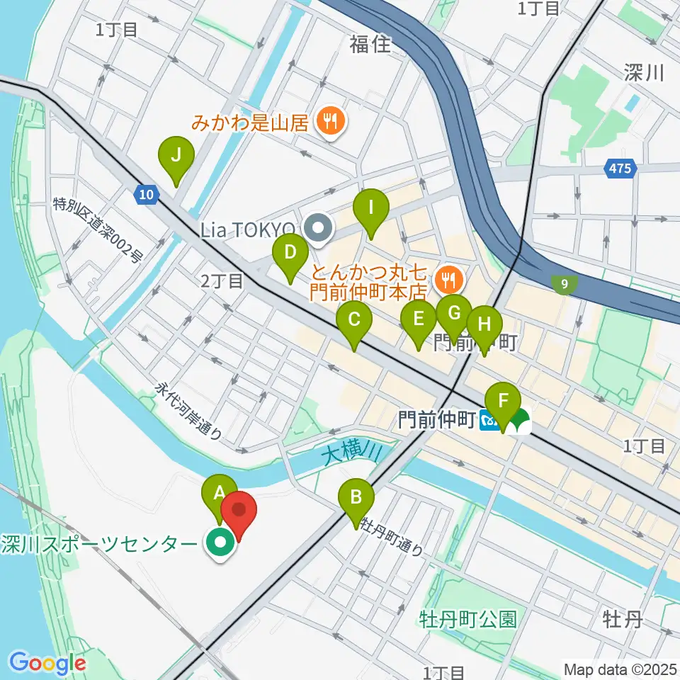 深川スポーツセンター周辺のコンビニエンスストア一覧地図