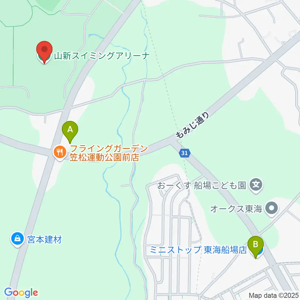 山新スイミングアリーナ周辺のコンビニエンスストア一覧地図