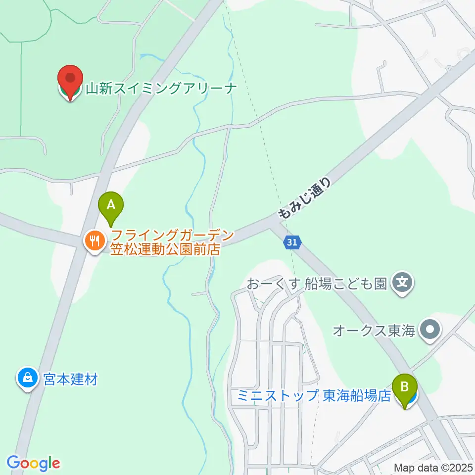 山新スイミングアリーナ周辺のコンビニエンスストア一覧地図