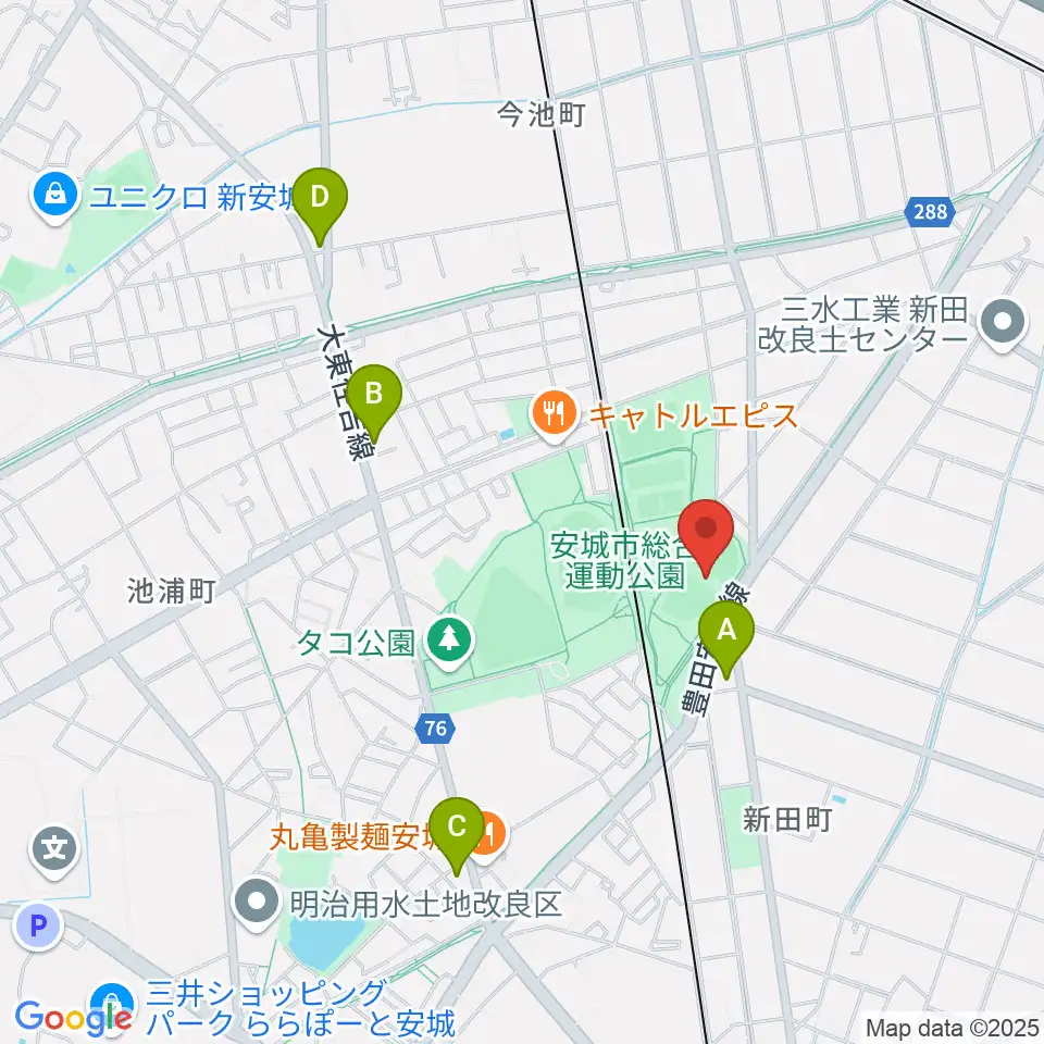 デンソーブライトペガサススタジアム周辺のコンビニエンスストア一覧地図