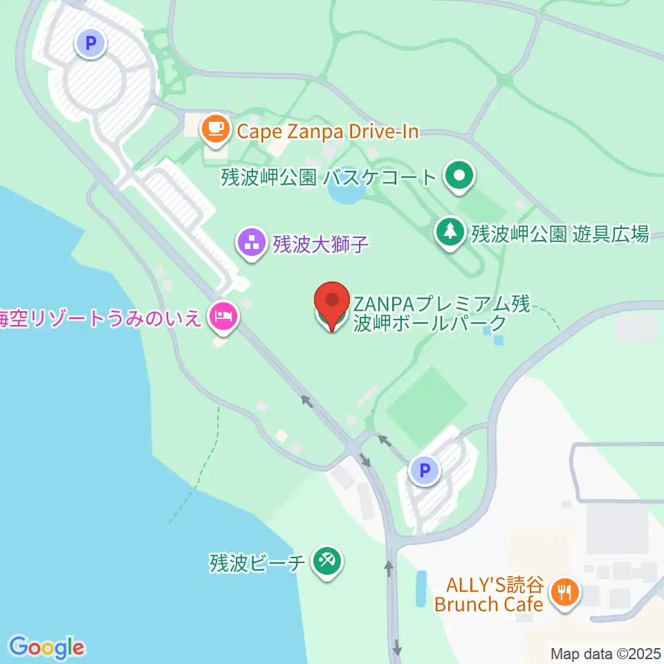 ZANPAプレミアム残波岬ボールパーク周辺のコンビニエンスストア一覧地図
