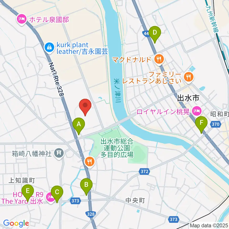 マルマエスタジアム出水周辺のコンビニエンスストア一覧地図