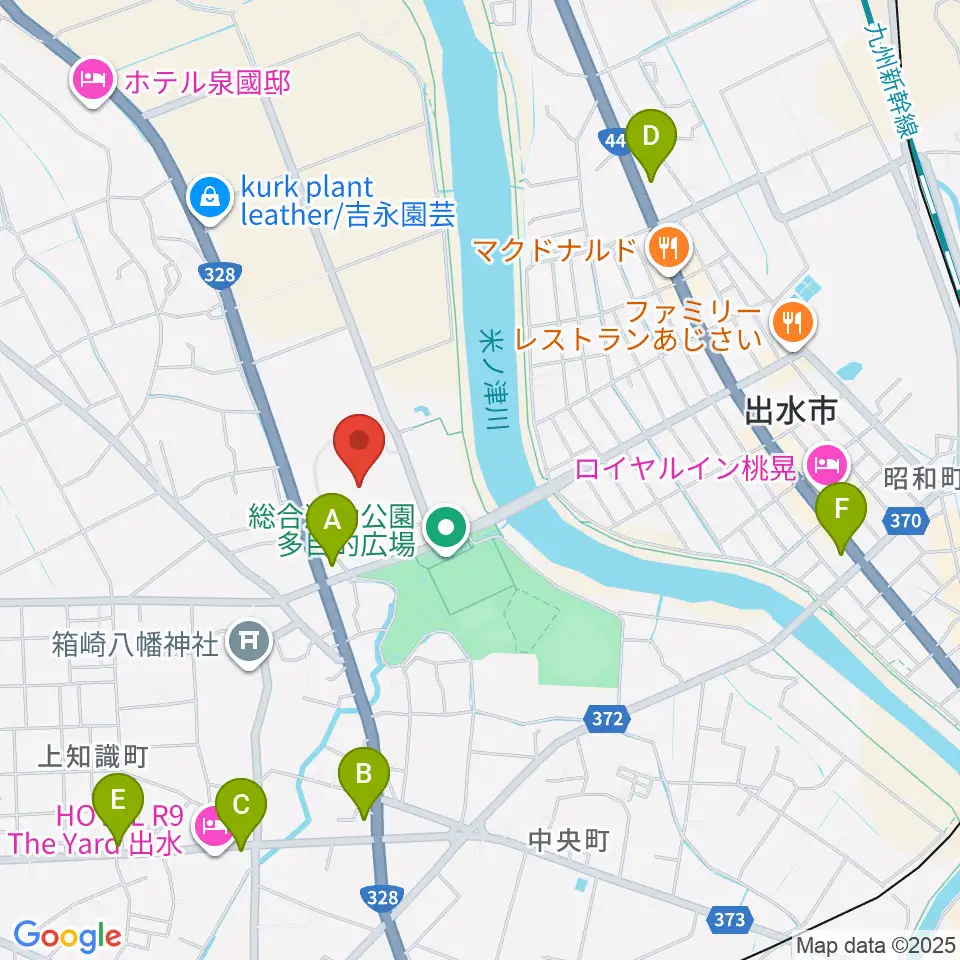 マルマエスタジアム出水周辺のコンビニエンスストア一覧地図