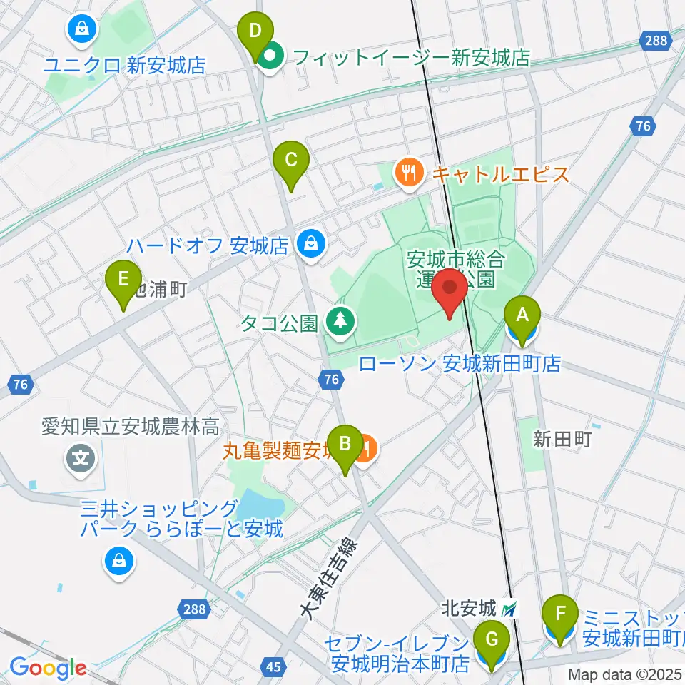 東祥アリーナ安城周辺のコンビニエンスストア一覧地図