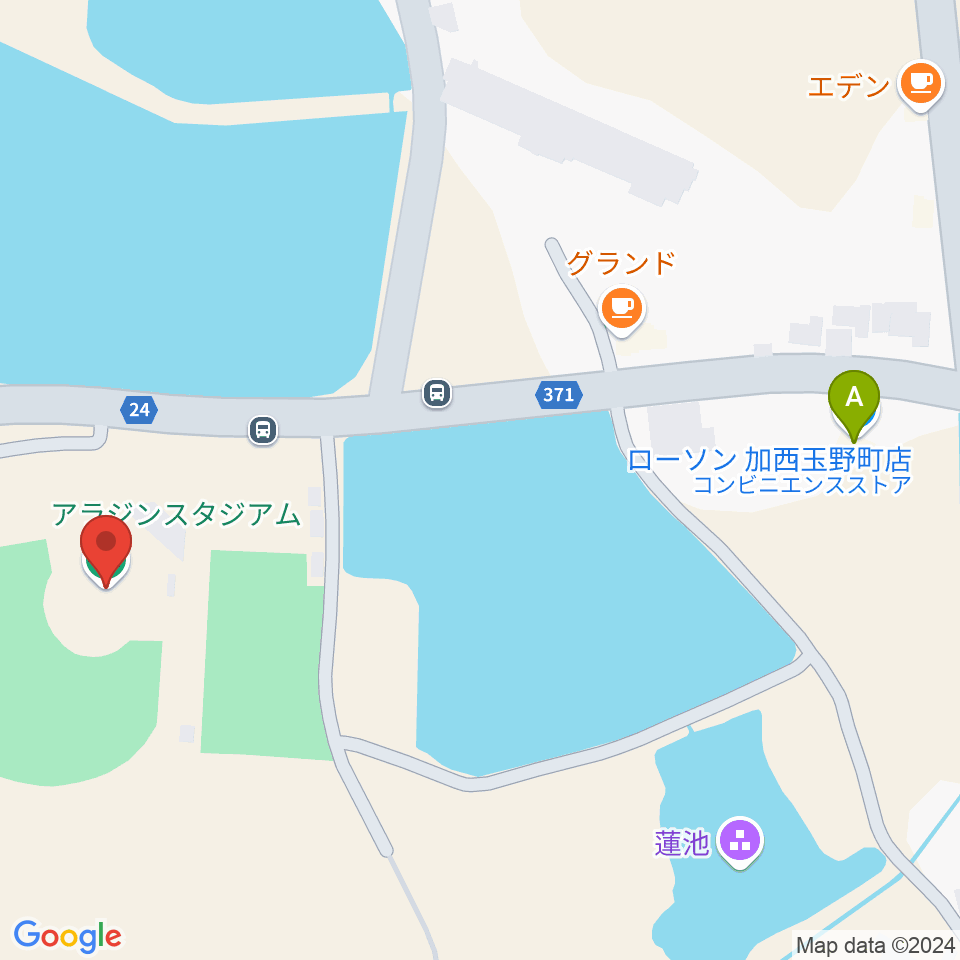 アラジンスタジアム周辺のコンビニエンスストア一覧地図