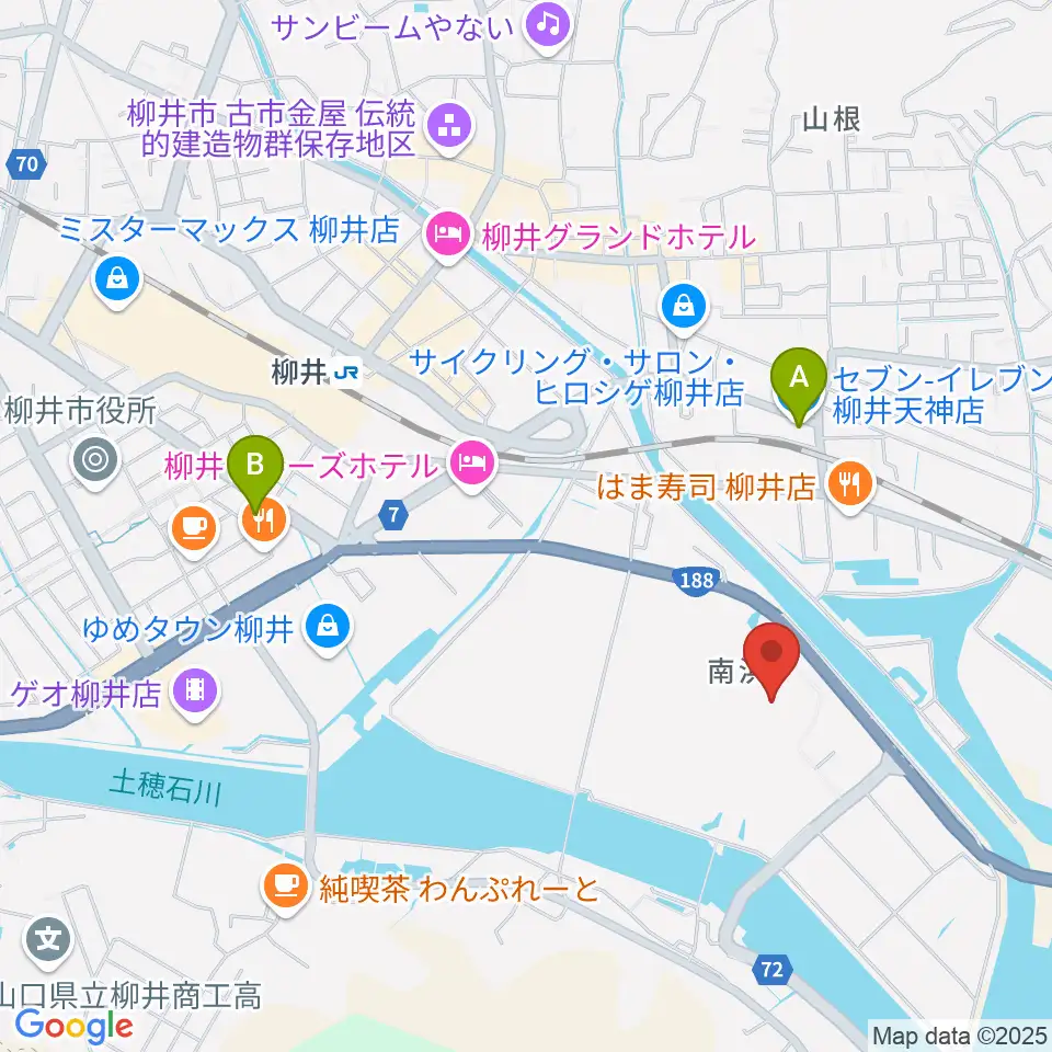 ビジコム柳井スタジアム周辺のコンビニエンスストア一覧地図