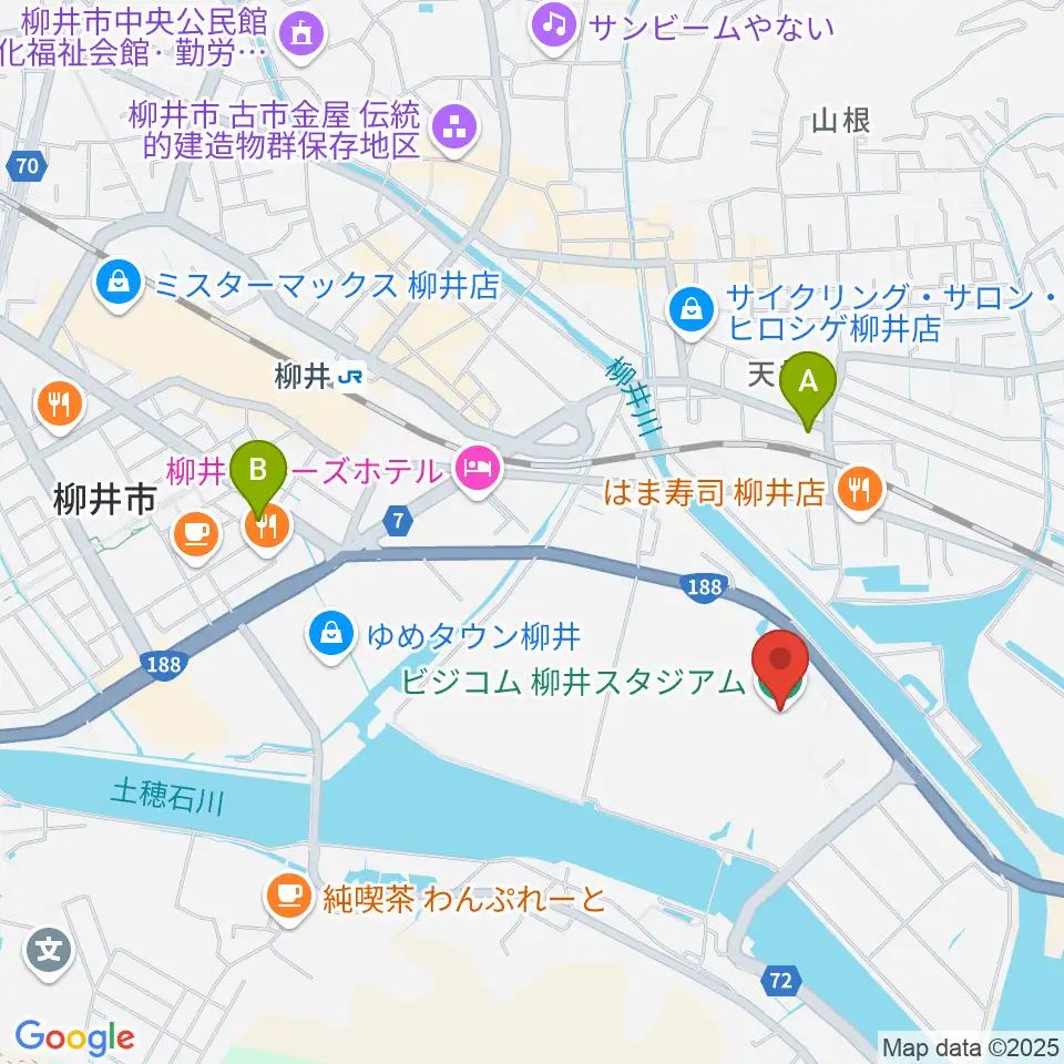 ビジコム柳井スタジアム周辺のコンビニエンスストア一覧地図