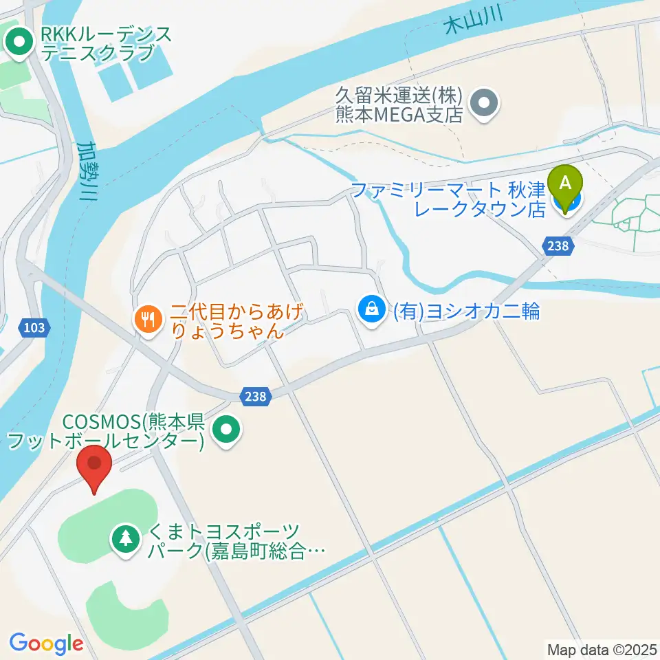 くまトヨスポーツパーク多目的競技場周辺のコンビニエンスストア一覧地図