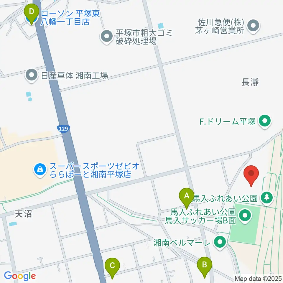 ひらつかサン・ライフアリーナ周辺のコンビニエンスストア一覧地図